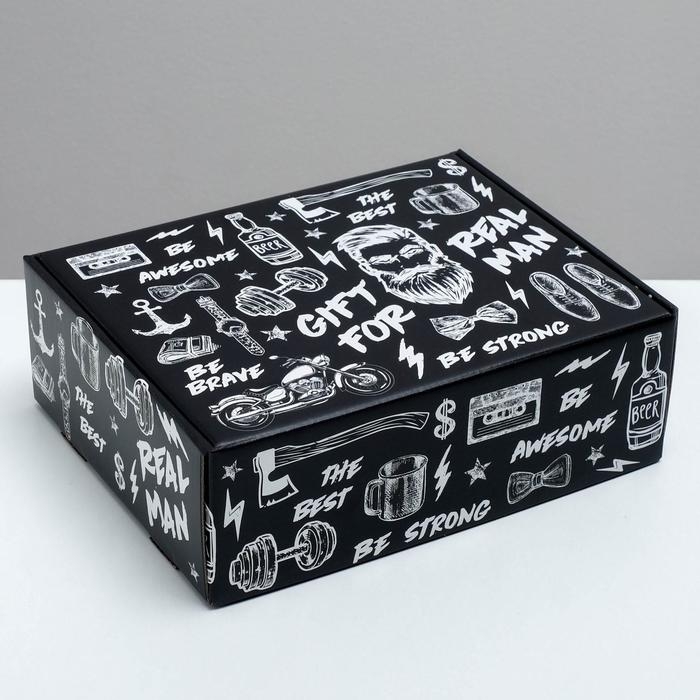 Коробка подарочная двухсторонняя складная, упаковка, &laquo;Брутальному мужчине&raquo;, 27 х 21 х 9 см