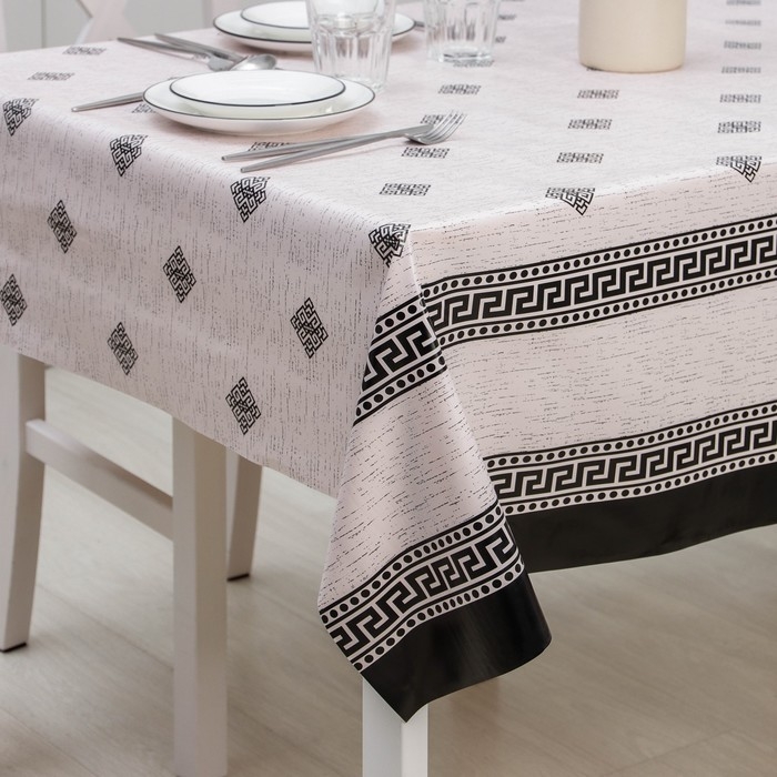 Клеёнка на стол Доляна &laquo;Франческа&raquo;, на тканевой основе, рулон 20 метров, ширина 137 см, общая толщина 0,22 мм, цвет бежевый