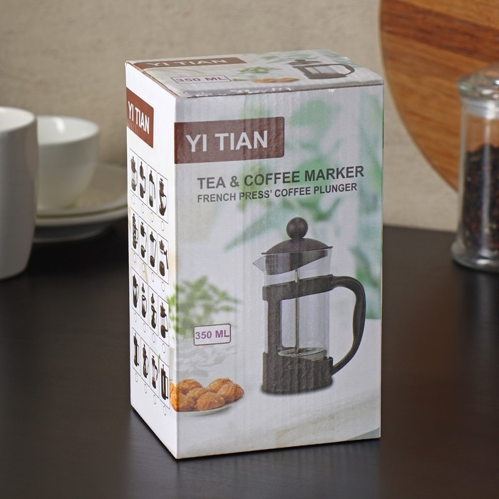 Чайник заварочный френч - пресс &laquo;Футуризм&raquo;, 350 мл, стекло, цвет чёрный