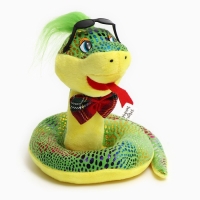 Мягкая игрушка &laquo;Змея&raquo;, в темных очках, 15 см, цвет зелёный