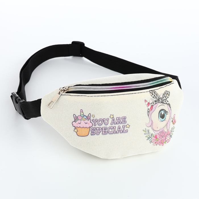 Сумка поясная детская на молнии «Выбражулька», цвет молочный Сумка поясная детская на молнии «Выбражулька», цвет молочный