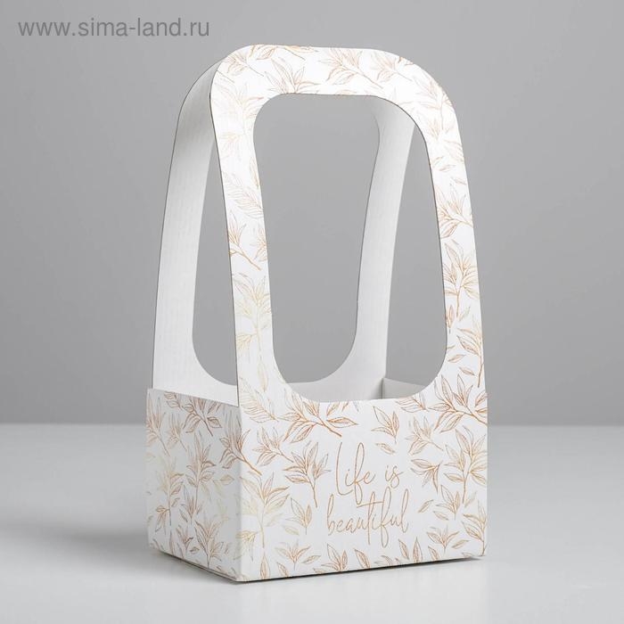 Коробка-переноска для цветов &laquo;Веточки&raquo;, 17 &times; 12 &times; 32 см