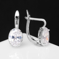 Серьги со стразами &laquo;Блум&raquo; классика, мини овалы, цвет белый в серебре