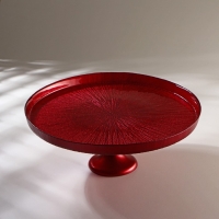 Блюдо сервировочное для торта &laquo;Кувшинка&raquo;, d=28 см, на ножке, цвет красный