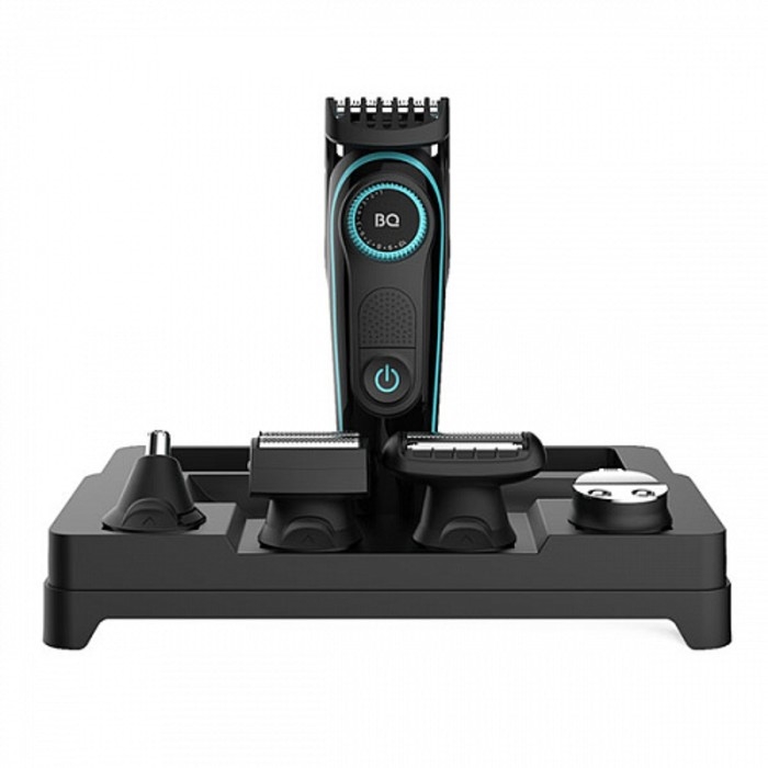 Триммер для волос BQ TR1004, для лица/тела, 5 насадок, от АКБ, чёрно-бирюзовый