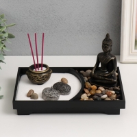 Сад Дзен "Бронзовый Будда" песок+аромапалочки+камни 22х15х12,5 см Сад Дзен "Бронзовый Будда" песок+аромапалочки+камни 22х15х12,5 см