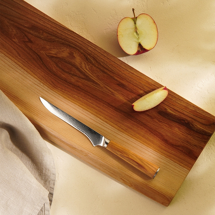 Нож кухонный SL Home &laquo;Оливия&raquo;, обвалочный, лезвие 14 см, дамасская сталь, цвет коричневый