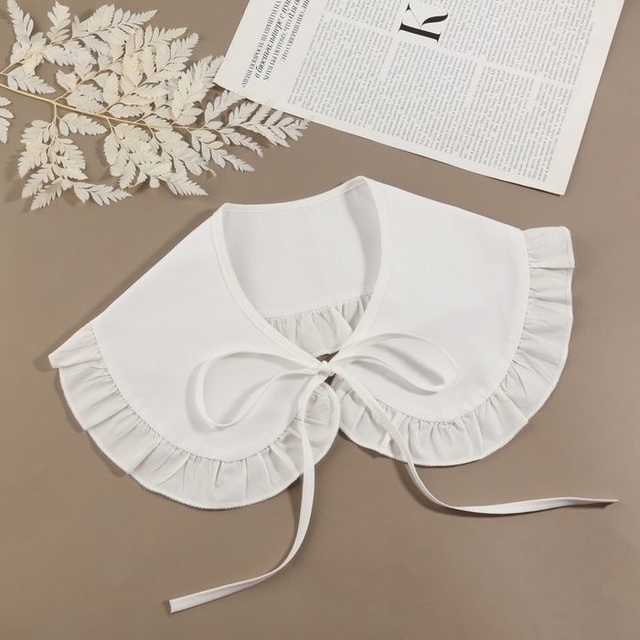 Воротник накладной, с отделкой из рюш, диаметр горловины = 43 см, 99 &times; 14 см, цвет айвори