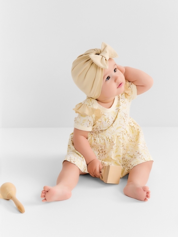 Боди-платье с шапочкой детское MINAKU "Nature", цвет бежевый, рост 62-68 см