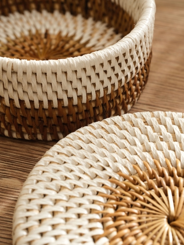 Корзинка плетеная ротанг, 14х14х5,5 см Корзинка плетеная ротанг, 14х14х5,5 см