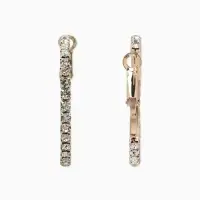 Серьги-кольца со стразами d=3.5 см, белые в золоте