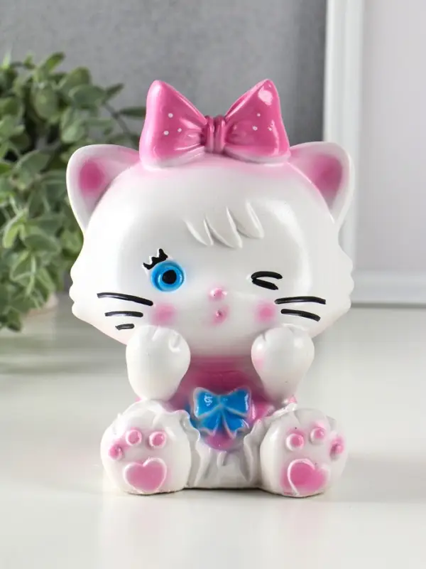 Копилка "Киска с бантом розовым" 17,5х12,5х11,5 см