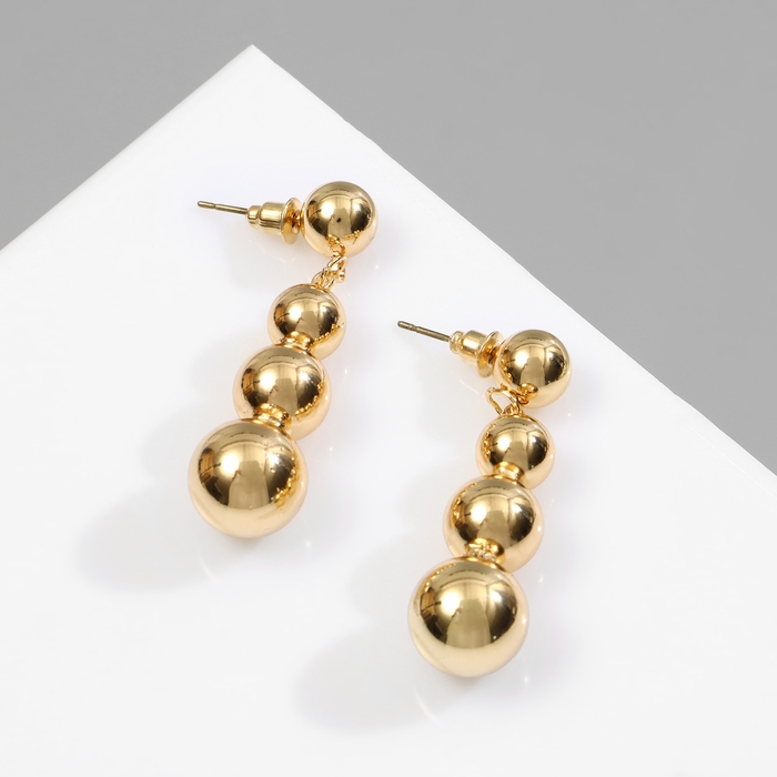 Серьги пластик &laquo;Бусины&raquo; на уменьшение, цвет золото
