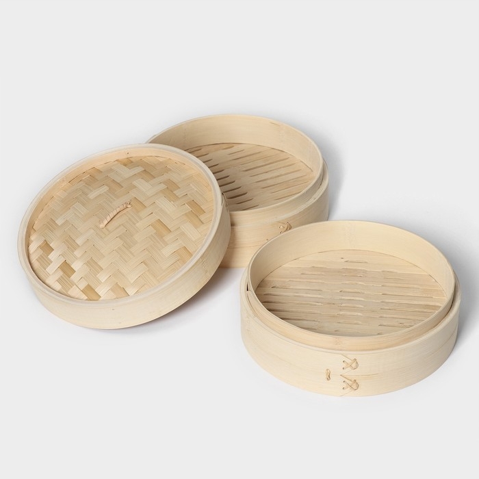 Пароварка Доляна «Восточная кухня», 2 этажа, d=24 см, бамбук Пароварка Доляна «Восточная кухня», 2 этажа, d=24 см, бамбук