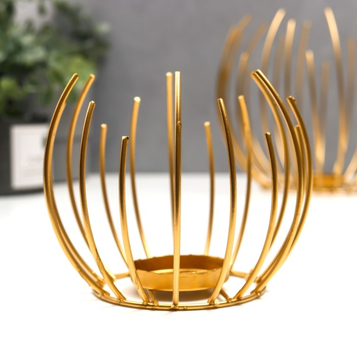 Подсвечник металл Подсвечник металл "Шар из прутьев" набор 4 шт золото 17х20х20 см