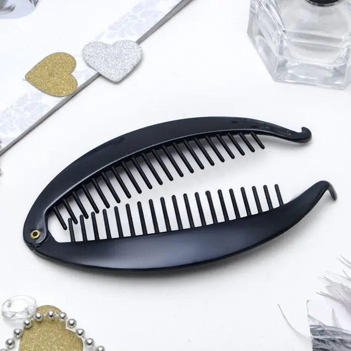 Банан для волос &laquo;Классика&raquo;, овал, 6.2&times;13.5 см, чёрный