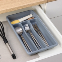 Лоток для столовых приборов, 36&times;20&times;5 см, 4 отделения, цвет серый