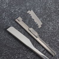 Опасная бритва, шаветт, без лезвия, 16,5/24 &times; 2,5 &times; 1,3 см, пластиковая, цвет чёрный/серебристый