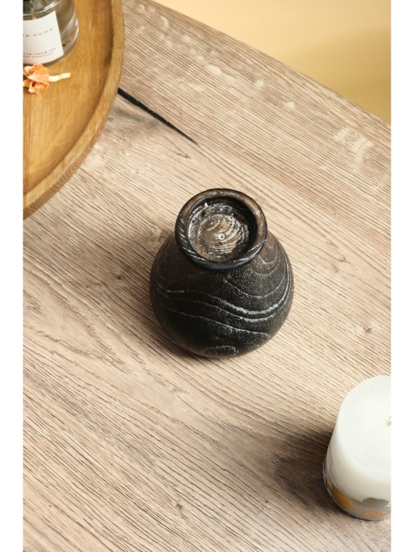 Подсвечник из дерева Джати, d 4 см, 9х9х12 см, цв. темно-коричневый