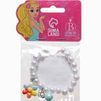 Браслет детский "Выбражулька" бусина на цепочке и цветок, жемчуг, цветной