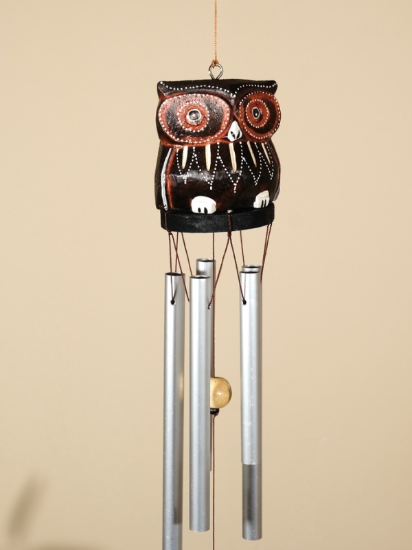 Музыка ветра "Совёнок" дерево, алюминий, 7х6х60 см, цв. чёрный