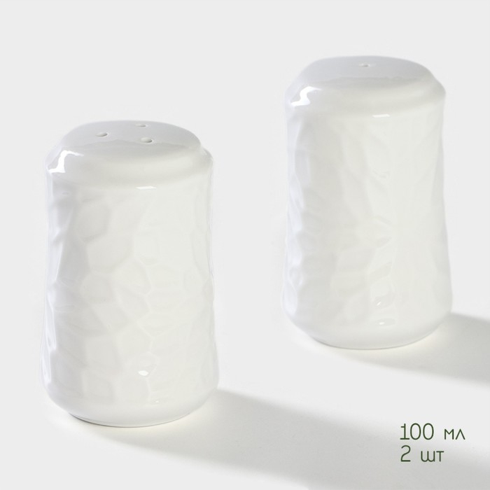 Набор фарфоровый для специй BellaTenero &laquo;Кракле&raquo;, 3 предмета: солонка 100 мл, перечница 100 мл, сахарница с ложкой 350 мл, цвет белый