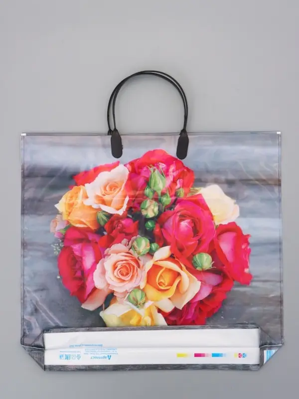 Пакет "Волшебный букет", полиэтиленовый с пластиковой ручкой, 38 х 34 + 3 см, 90 мкм