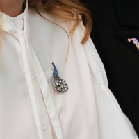 Брошь &laquo;Павлин роскошный&raquo; цветная в серебре