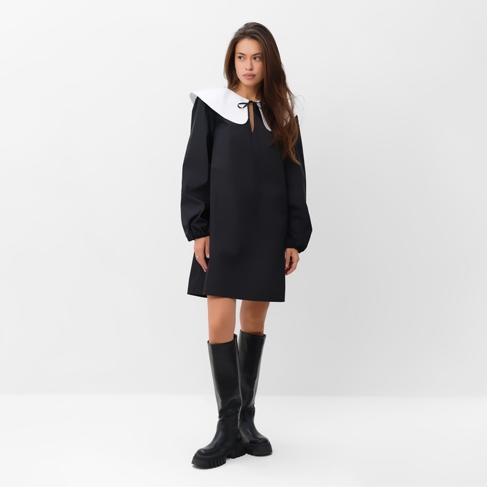 Платье женское MIST с воротником, р. 46, черный Платье женское MIST с воротником, р. 46, черный