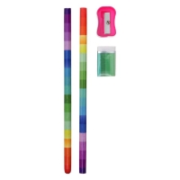 Набор настольный детский "Радуга" (подставка+2 карандаша+линейка+точилка+ластик+блок 8 листов) Набор настольный детский "Радуга" (подставка+2 карандаша+линейка+точилка+ластик+блок 8 листов)