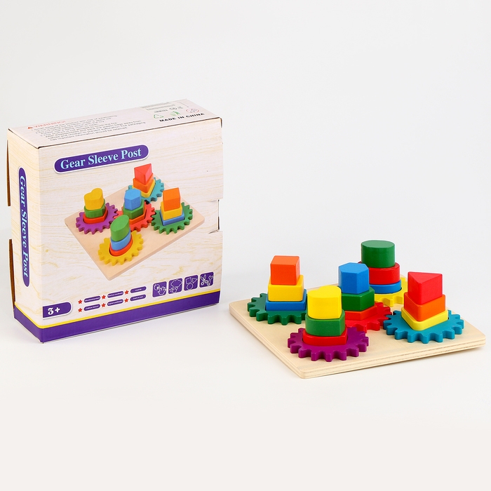 Деревянная пирамидка &laquo;Шестерёнка&raquo; 23,5 &times; 23,5 &times; 8 см