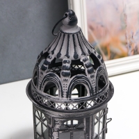 Подсвечник металл "Фонарь - старинный замок" чёрный 13х13х23 см Подсвечник металл "Фонарь - старинный замок" чёрный 13х13х23 см