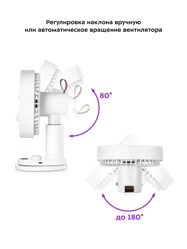 Вентилятор настольный беспроводной с зажимом КТ-418