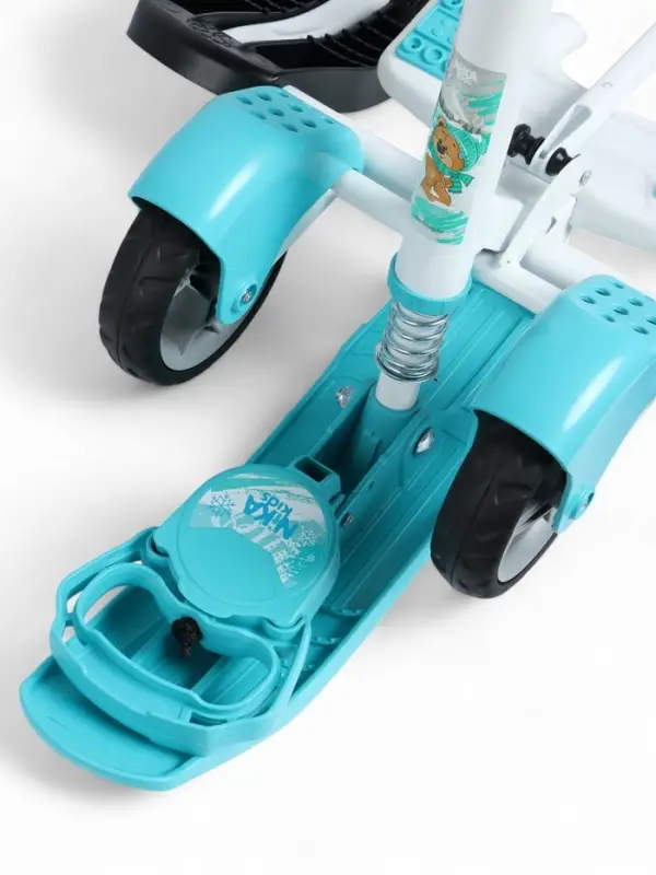 Снегокат &laquo;Тимка спорт 6Д&raquo; с забавными медвежатами, с двумя спинками, с родительской ручкой, бирюзовый, ТС6Д/ЗМ Nika