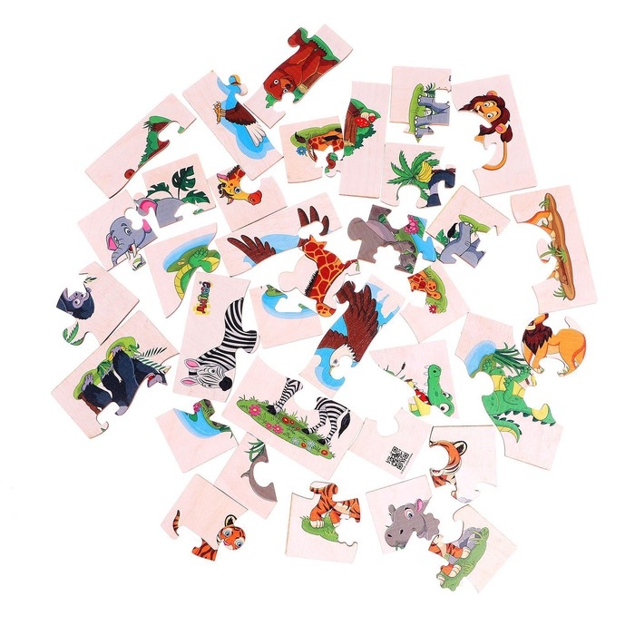 Фигурные пазлы из дерева &laquo;Дикие животные&raquo; 10 пазлов в наборе