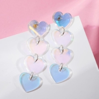 Серьги акрил &laquo;Сияние&raquo; ряд сердечек, цвет голубой