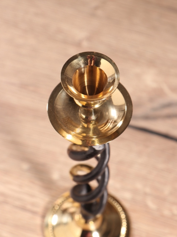 Подсвечник на 1 свечу "Золотое сечение" латунь, черный с золотом 7х7х24,5 см