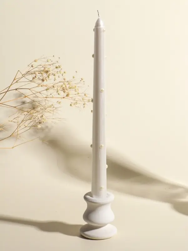 Набор свечей античных, 2,3х25 см, 2 шт "Белый жемчуг" 7,6х28х2,3 см