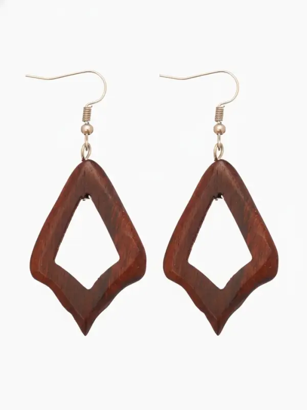 Серьги "Ромб" дерево соно