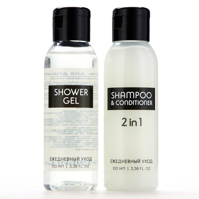 Дорожный набор косметики &laquo;Ежедневный уход&raquo;, шампунь для волос 2в1 и гель для душа, 2 х 100 мл, BEAUTY FOX