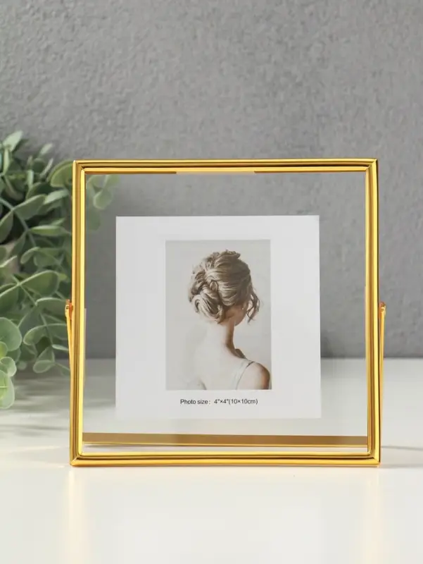 Фоторамка металл на 1 фото 15х15 см "Лофт" золото гальваника 1,2х15,5х15,5 см