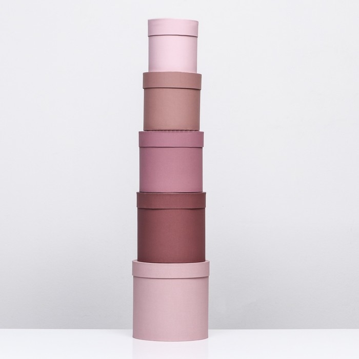 Набор круглых подарочных коробок 5 в 1 &laquo;Кофе с молоком&raquo;, 20 &times; 20 ‒ 14 &times; 14 см