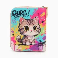 Кошелек дет 07-01-01 Июнь2546 кот, 8,5*2,5*10,5 см, 2 отд+отд/молн, д/карт, разноцветный