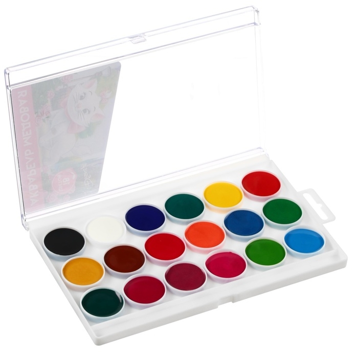 Акварель 18цв пластик, &laquo;Кошечка мари&raquo;, европодвес