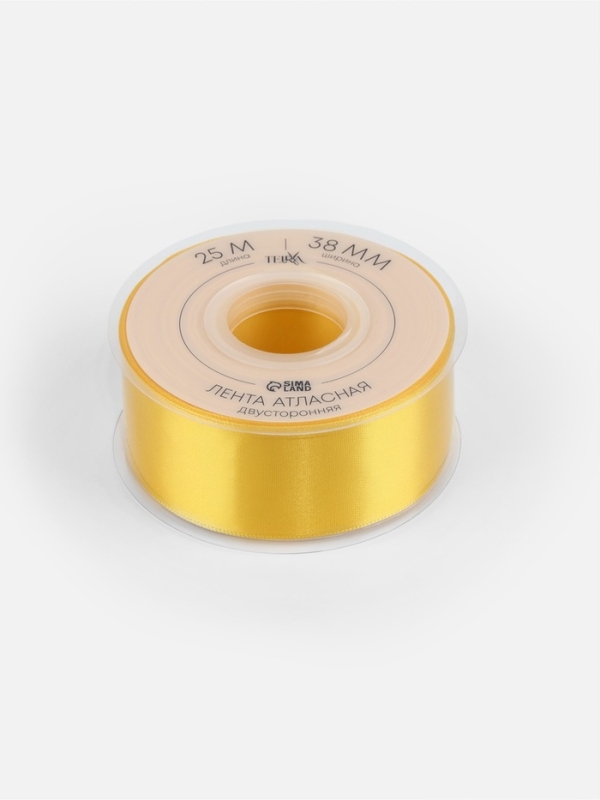 Лента атласная двухсторонняя № 0645 38мм*25±1м жёлтый TR Лента атласная двухсторонняя № 0645 38мм*25±1м жёлтый TR