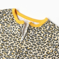 Комбинезон детский (3 шт.), цвет оранжевый/леопард/белый, рост 74 см