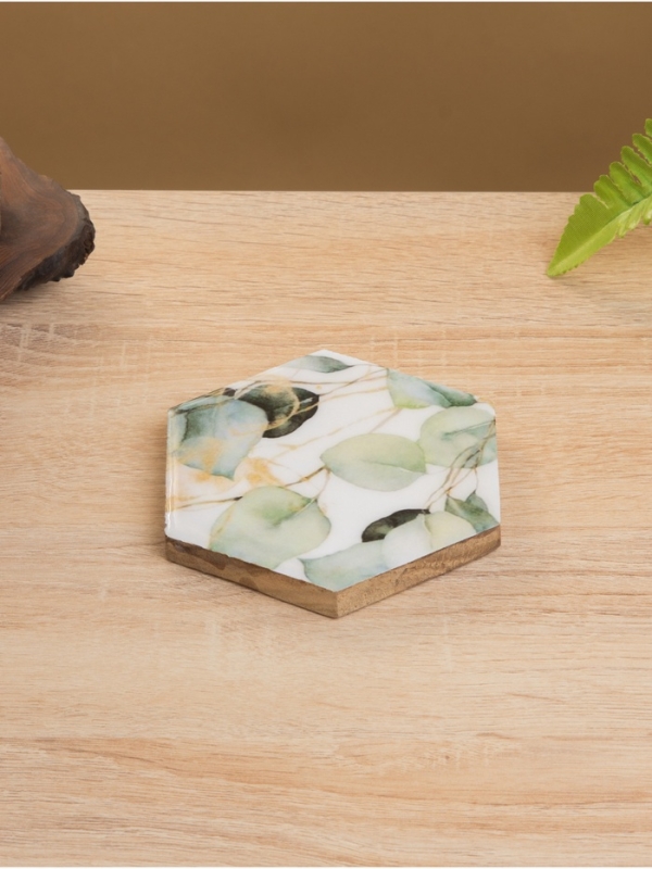 Подставка под горячее (набор 4 шт) "Листья" дерево манго 15х13х5 см