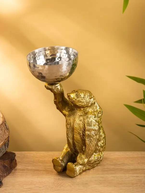Сувенир с чашей "Медведь" 14,5х13х23 см, алюминий