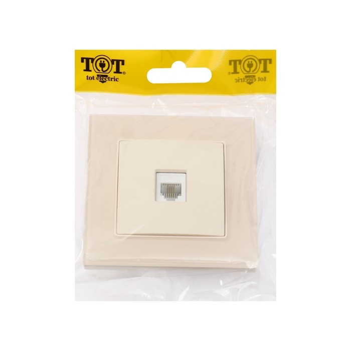 Розетка телефонная одноместная TOT Matte Glass, скрытая, стекло, бежевая Розетка телефонная одноместная TOT Matte Glass, скрытая, стекло, бежевая