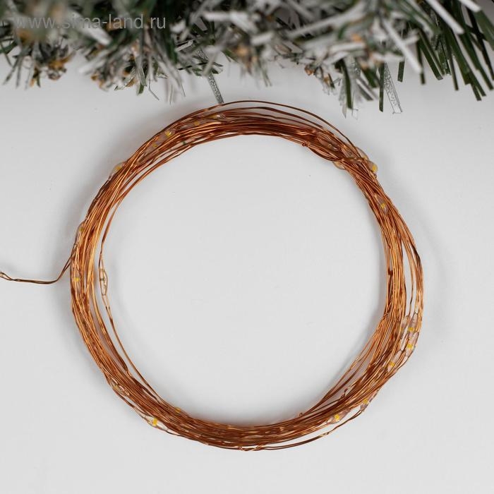 Гирлянда «Нить» 5 м роса, IP20, медная нить, 50 LED, свечение тёплое белое, 2 режима, AAх3 Гирлянда «Нить» 5 м роса, IP20, медная нить, 50 LED, свечение тёплое белое, 2 режима, AAх3